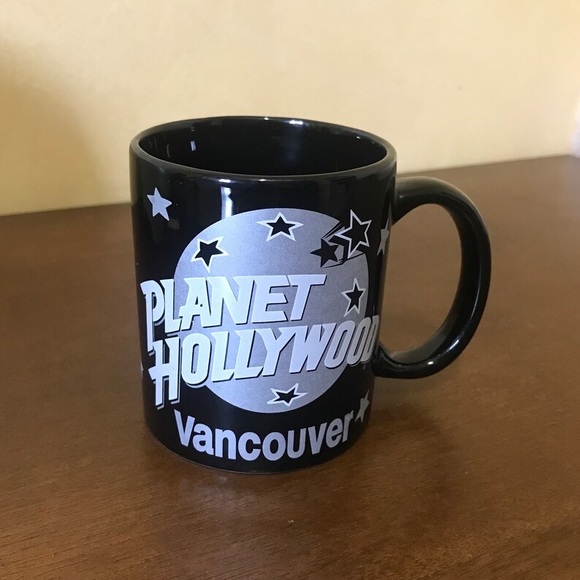 Planet Hollywood Vancouver 1991 Black and Silver Ceramic Mug, 90s Movies - Picture 1 of 8